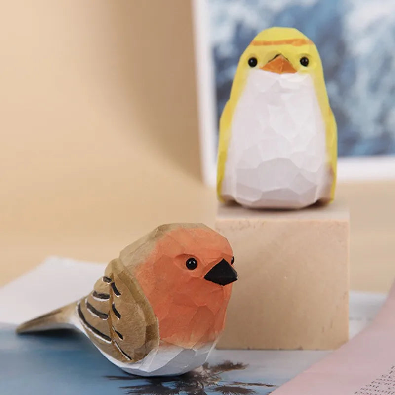 Hand-Carved Wooden Bird Figurine