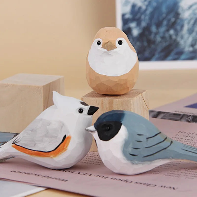 Hand-Carved Wooden Bird Figurine