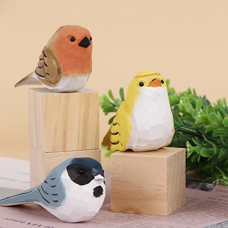 Hand-Carved Wooden Bird Figurine