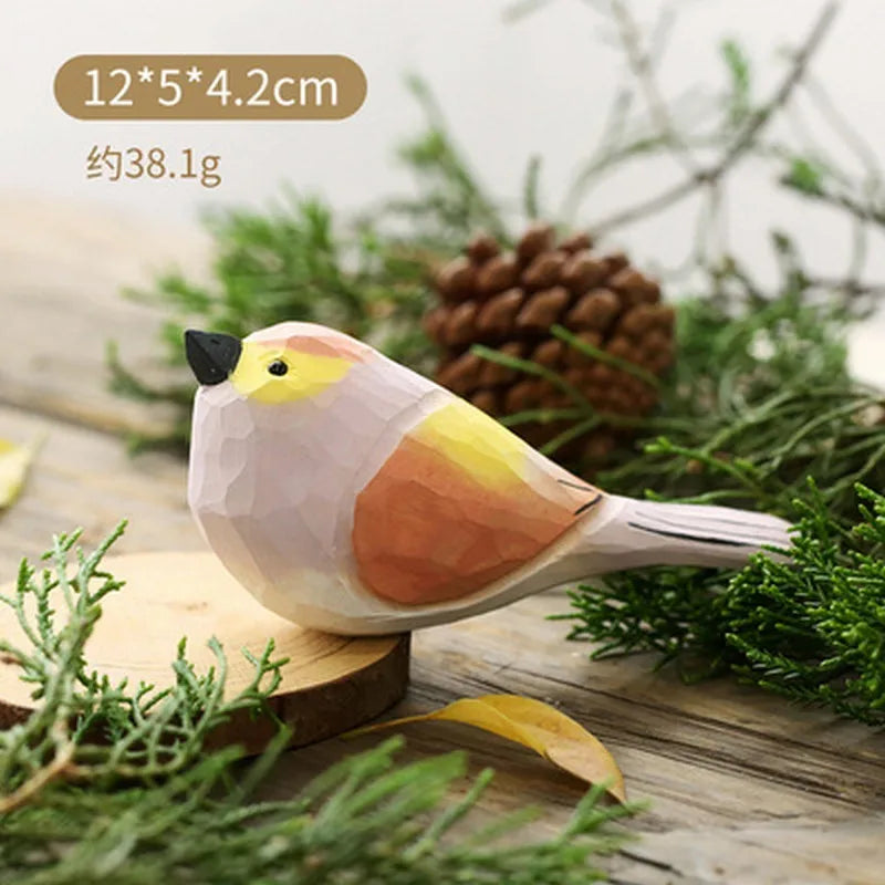 Hand-Carved Wooden Bird Figurine