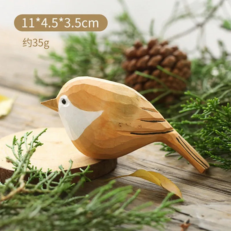 Hand-Carved Wooden Bird Figurine