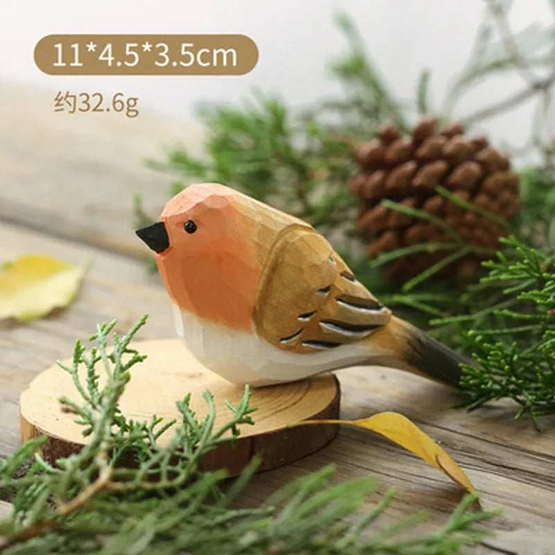 Hand-Carved Wooden Bird Figurine