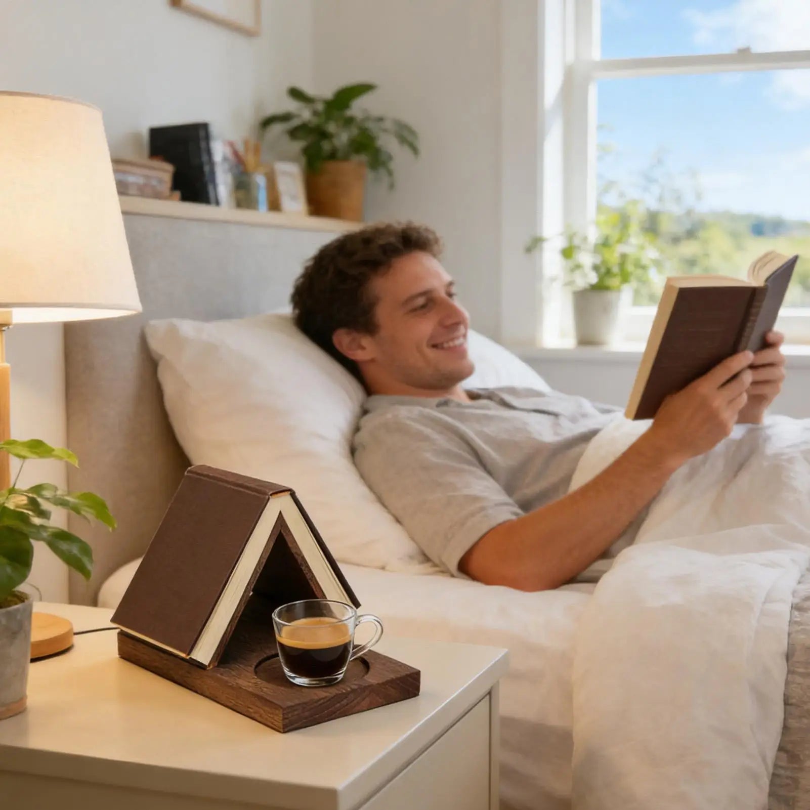 Compact Book Stand with Cup Holder