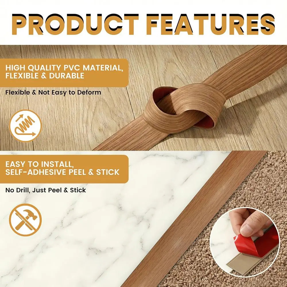 Flexible Wood-Look Doorway Threshold Strip